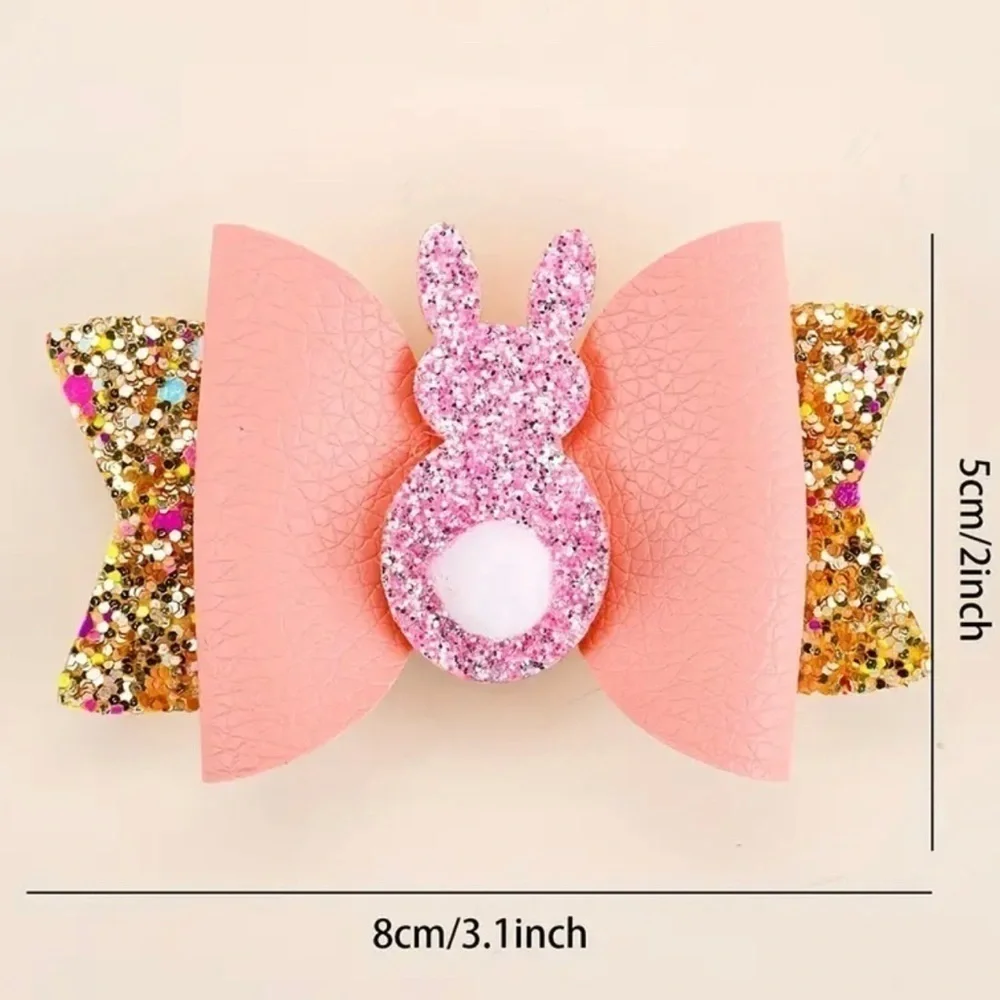 3pc Glitter Easter Bunny Bows